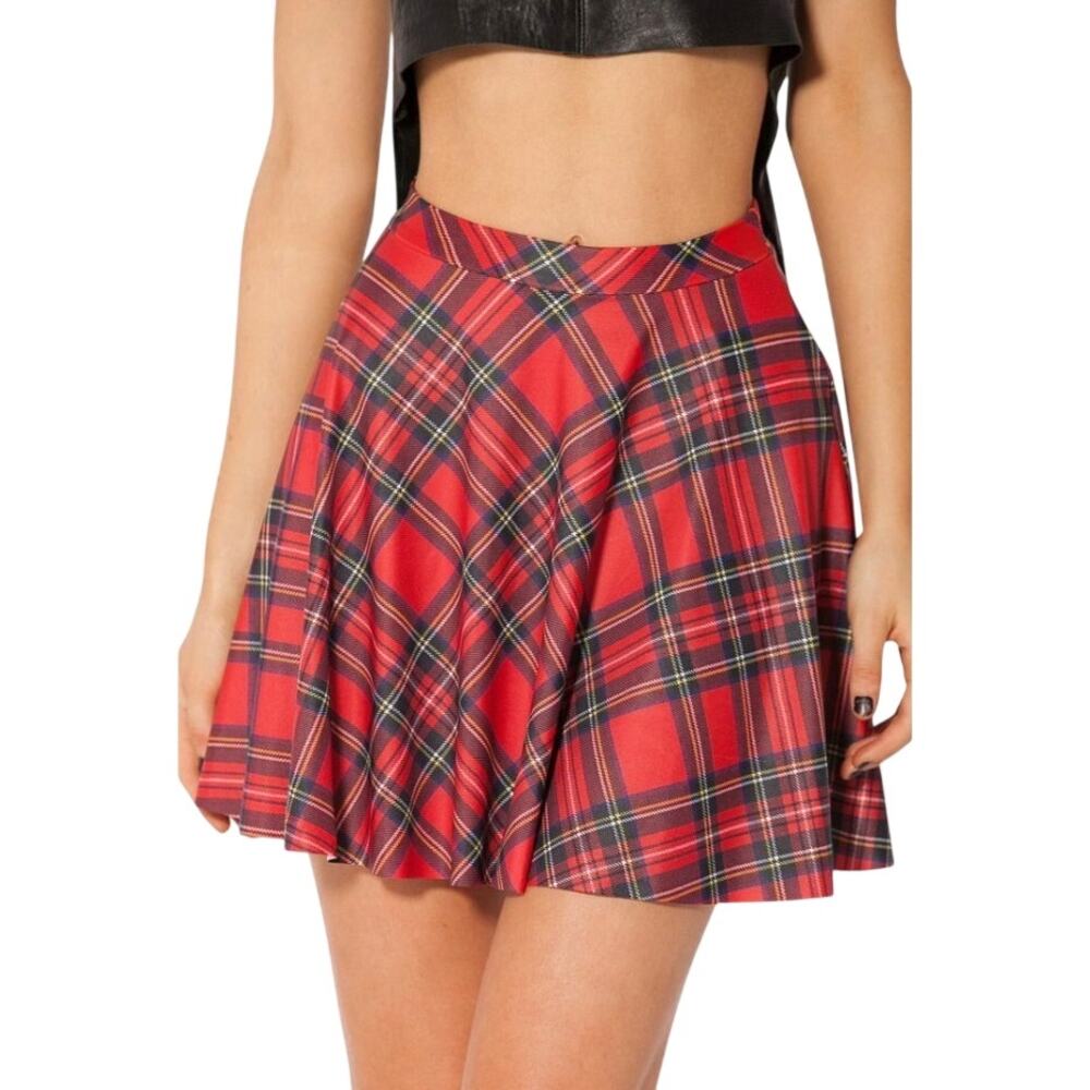 BLACKMILK Red Tartan Plaid Pocket Skater Skirt High Waist XS EUC